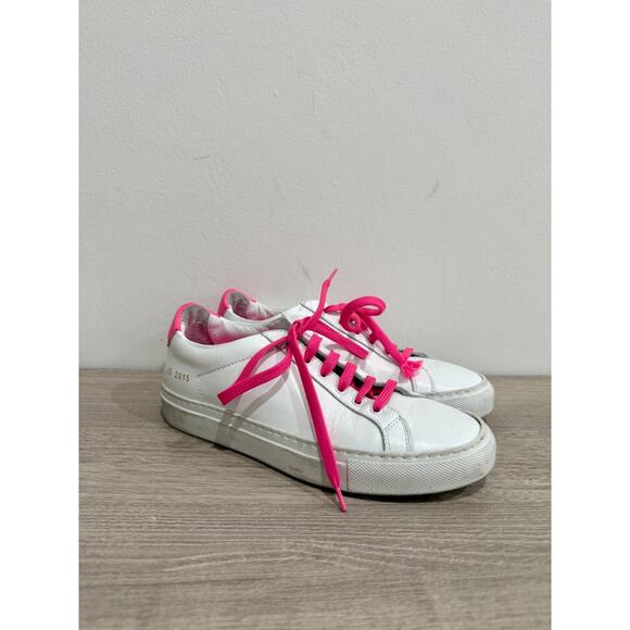 Common Projects Retro Leather Low Top Sneakers White/Pink Women's Size 35 / 5 - Picture 5 of 8